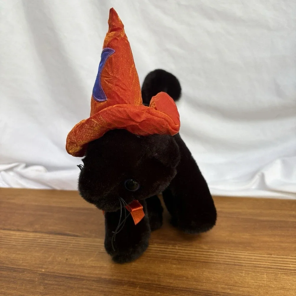 Dan Dee Black Cat Halloween Plush Witch Hat Orange Purple Collector's Choice Toy